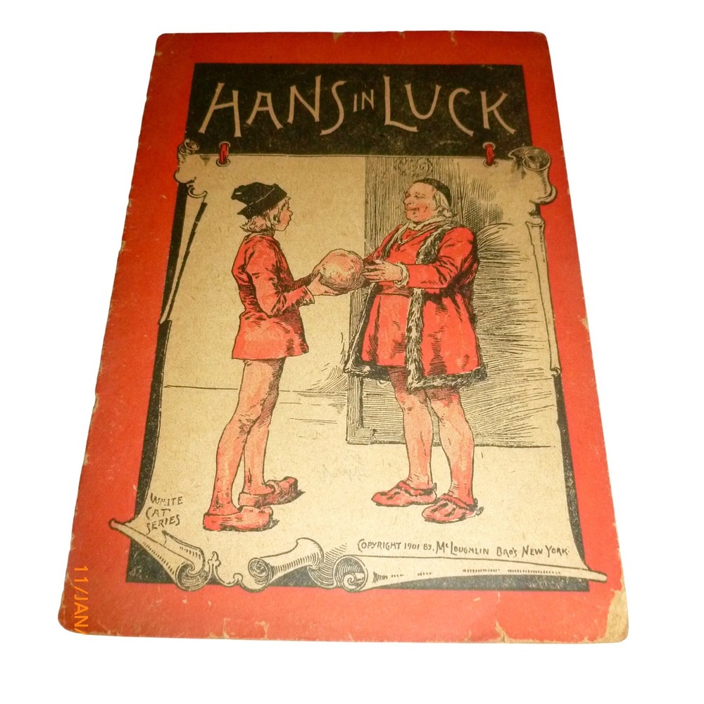 1901 Hans In Luck McLoughlin Bros New York White Cat Series Antique Fairy Tale
